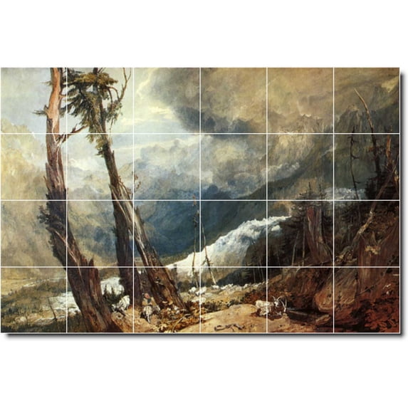 Ceramic Tile Mural-Joseph Turner Landscapes Painting 362. 25.5" w x 17" h using (24) 4.25 x 4.25 ceramic tiles