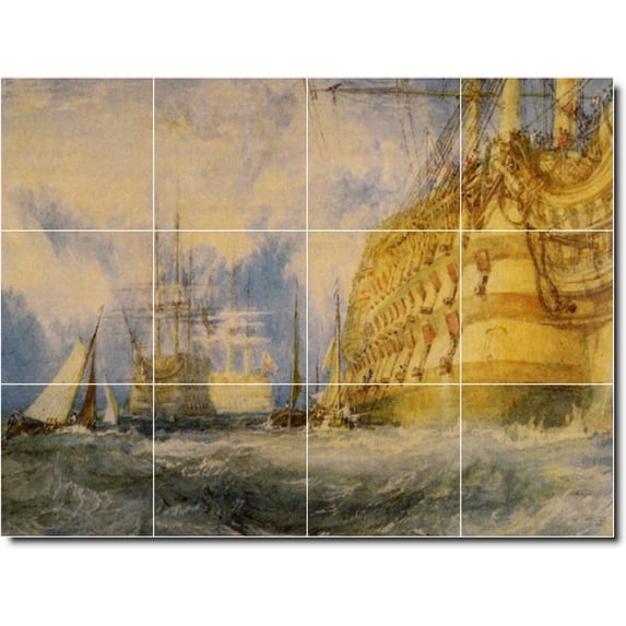 Ceramic Tile Mural-Joseph Turner Ships Custom Tile Mural 11. 32" w x 24" h using (12) 8 x 8 ceramic tiles