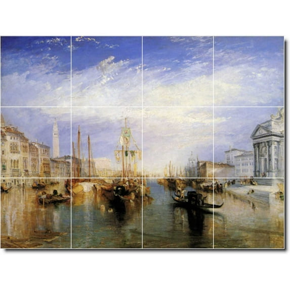 Ceramic Tile Mural-Joseph Turner Waterfront Painting 305. 48" w x 36" h using (12) 12 x 12 ceramic tiles