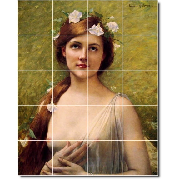 Ceramic Tile Mural-Jules Lefebvre Women Painting 169. 17" w x 21.25" h using (20) 4.25 x 4.25 ceramic tiles