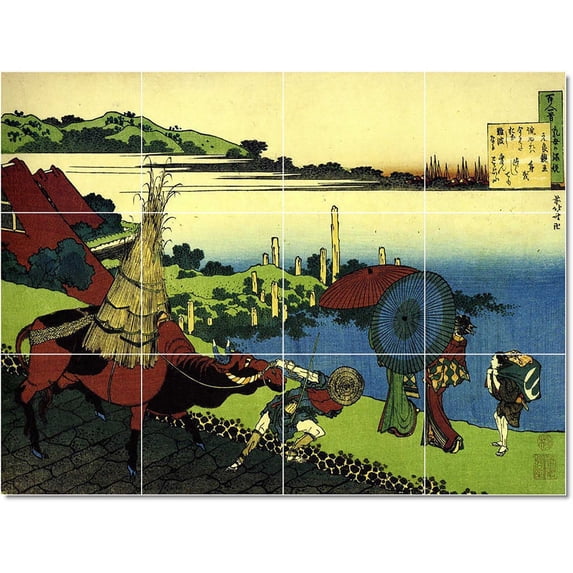 Ceramic Tile Mural-Katsushika Hokusai Ukiyo-E Painting 18. 24" w x 18" h using (12) 6 x 6 ceramic tiles