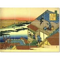 Ceramic Tile Mural-Katsushika Hokusai Ukiyo-E Painting 19. 17" w x 12.75" h using (12) 4.25 x 4.25 ceramic tiles