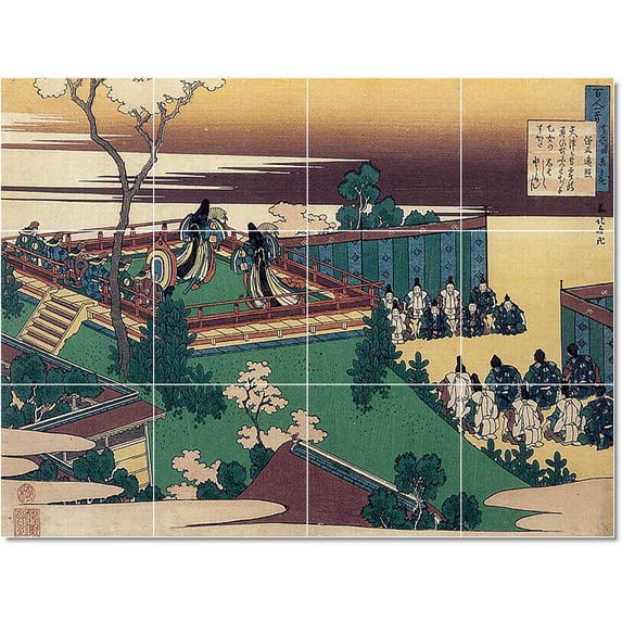 Ceramic Tile Mural-Katsushika Hokusai Ukiyo-E Painting 40. 24" w x 18" h using (12) 6 x 6 ceramic tiles
