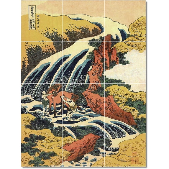 Ceramic Tile Mural-Katsushika Hokusai Ukiyo-E Painting 47. 24" w x 32" h using (12) 8 x 8 ceramic tiles