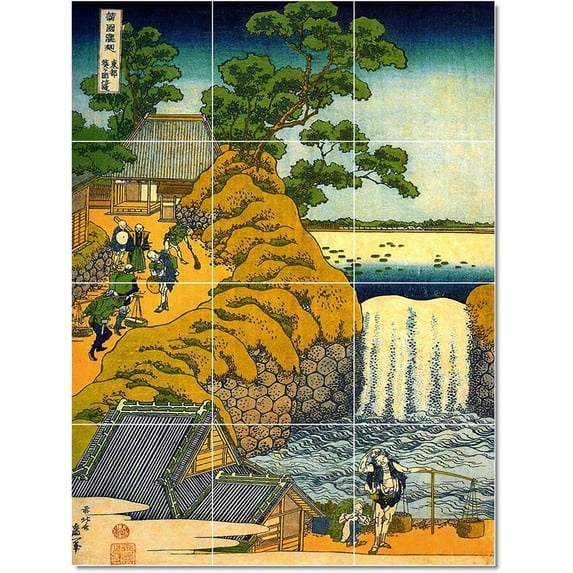 Ceramic Tile Mural-Katsushika Hokusai Ukiyo-E Painting 49. 24" w x 32" h using (12) 8 x 8 ceramic tiles