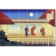thumbnail image 1 of Ceramic Tile Mural-Katsushika Hokusai Ukiyo-E Tile Mural Contemporary Interior Renovation. 25.5" w x 17" h using (24) 4.25 x 4.25 ceramic tiles, 1 of 3