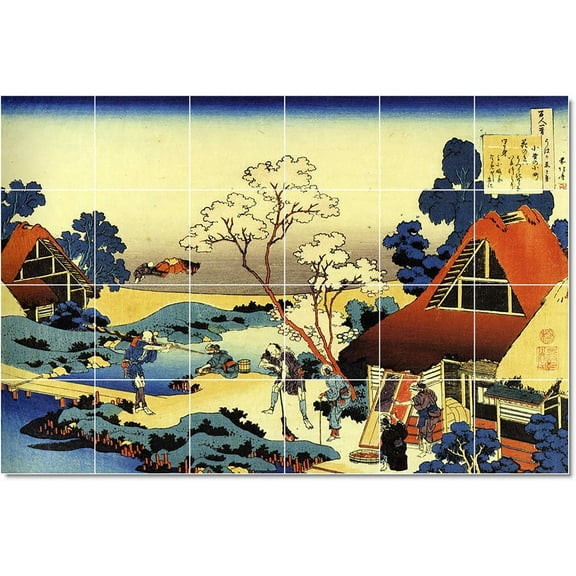 Ceramic Tile Mural-Katsushika Hokusai Ukiyo-E Tile Mural House Renovations Idea. 25.5" w x 17" h using (24) 4.25 x 4.25 ceramic tiles