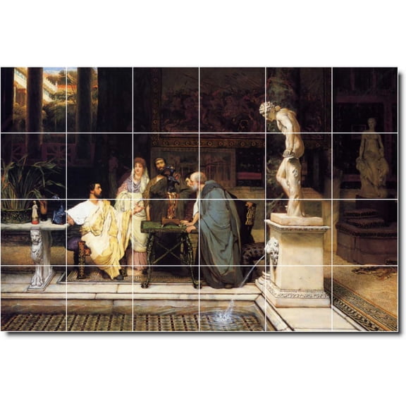 Ceramic Tile Mural-Lawrence Alma-Tadema Historical Backsplash Tile Mural 15. 48" w x 32" h using (24) 8 x 8 ceramic tiles