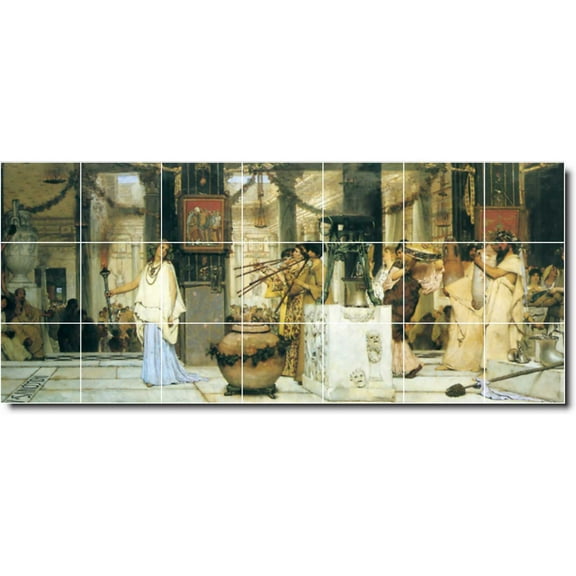 Ceramic Tile Mural-Lawrence Alma-Tadema Historical Bathroom Tile Mural 1. 29.75" w x 12.75" h using (21) 4.25 x 4.25 ceramic tiles