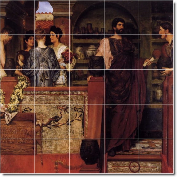 Ceramic Tile Mural-Lawrence Alma-Tadema Historical Custom Tile Mural 16. 30" w x 30" h using (25) 6 x 6 ceramic tiles