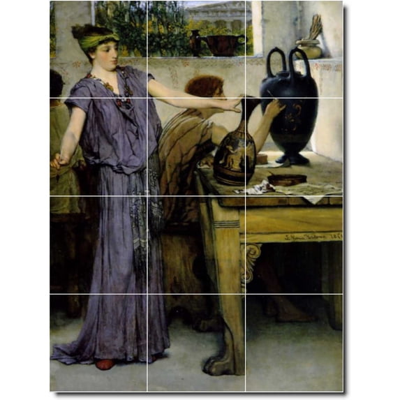 Ceramic Tile Mural-Lawrence Alma-Tadema Historical Custom Tile Mural 17. 36" w x 48" h using (12) 12 x 12 ceramic tiles