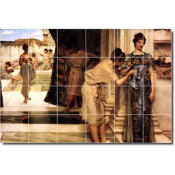 Ceramic Tile Mural-Lawrence Alma-Tadema Historical Custom Tile Mural 20. 36" w x 24" h using (24) 6 x 6 ceramic tiles