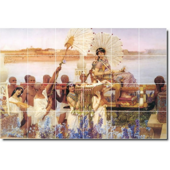 Ceramic Tile Mural-Lawrence Alma-Tadema Historical Kitchen Tile Mural 10. 25.5" w x 17" h using (24) 4.25 x 4.25 ceramic tiles