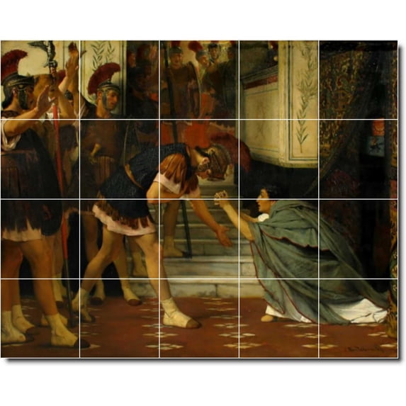 Ceramic Tile Mural-Lawrence Alma-Tadema Historical Kitchen Tile Mural 5. 60" w x 48" h using (20) 12 x 12 ceramic tiles