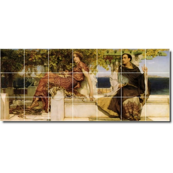 Ceramic Tile Mural-Lawrence Alma-Tadema Historical Kitchen Tile Mural 9. 29.75" w x 12.75" h using (21) 4.25 x 4.25 ceramic tiles
