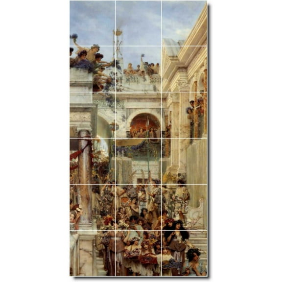 Ceramic Tile Mural-Lawrence Alma-Tadema Historical Painting 97. 12.75" w x 25.5" h using (18) 4.25 x 4.25 ceramic tiles