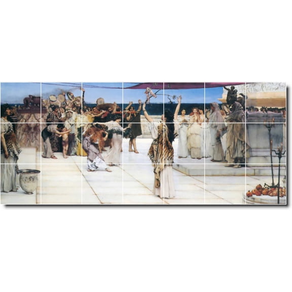 Ceramic Tile Mural-Lawrence Alma-Tadema Historical Shower Tile Mural 13. 29.75" w x 12.75" h using (21) 4.25 x 4.25 ceramic tiles