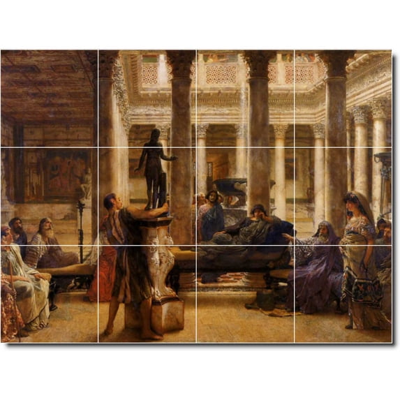 Ceramic Tile Mural-Lawrence Alma-Tadema Historical Shower Tile Mural 14. 32" w x 24" h using (12) 8 x 8 ceramic tiles