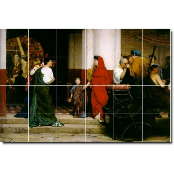 Ceramic Tile Mural-Lawrence Alma-Tadema Historical Shower Tile Mural 17. 25.5" w x 17" h using (24) 4.25 x 4.25 ceramic tiles