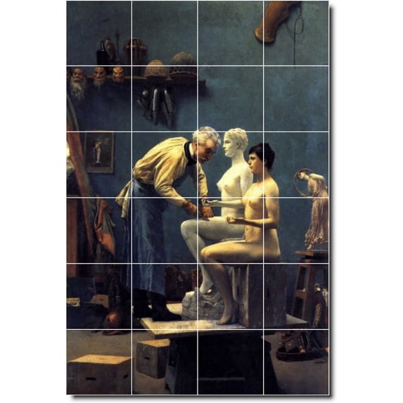 Ceramic Tile Mural-Lawrence Alma-Tadema Historical Shower Tile Mural 22. 32" w x 48" h using (24) 8 x 8 ceramic tiles