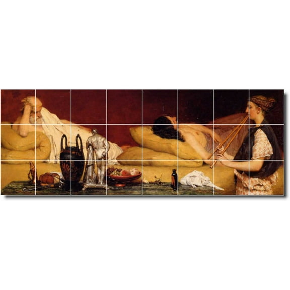 Ceramic Tile Mural-Lawrence Alma-Tadema Historical Wall Tile Mural 3. 34" w x 12.75" h using (24) 4.25 x 4.25 ceramic tiles