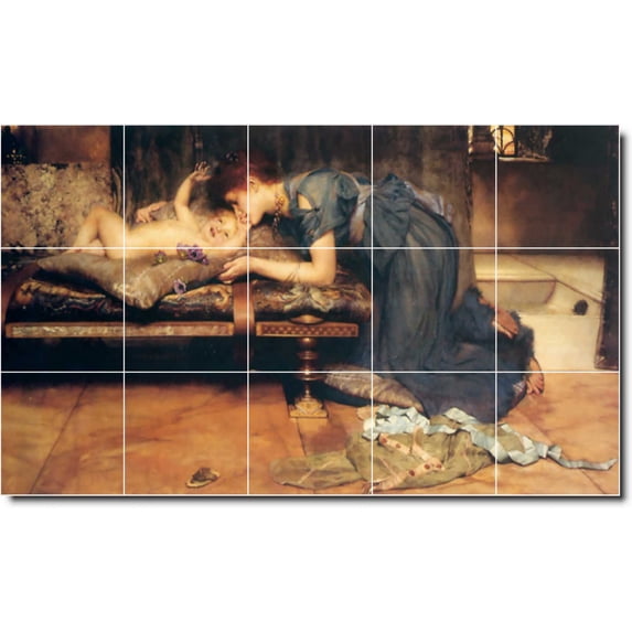 Ceramic Tile Mural-Lawrence Alma-Tadema Mother Child Painting 23. 60" w x 36" h using (15) 12 x 12 ceramic tiles
