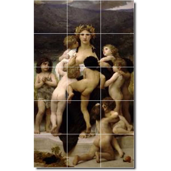 Ceramic Tile Mural-Lawrence Alma-Tadema Mother Child Painting 24. 36" w x 60" h using (15) 12 x 12 ceramic tiles