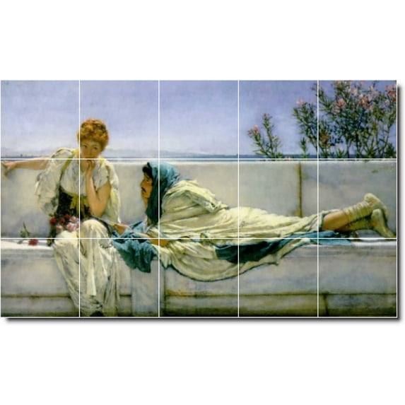 Ceramic Tile Mural-Lawrence Alma-Tadema Women Painting 190. 60" w x 36" h using (15) 12 x 12 ceramic tiles