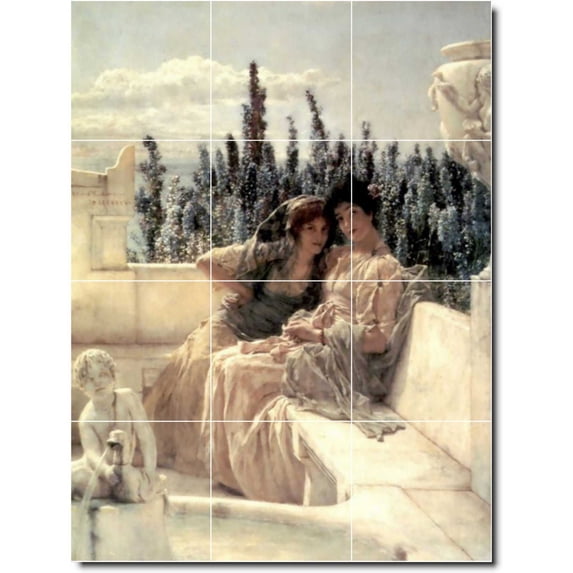Ceramic Tile Mural-Lawrence Alma-Tadema Women Painting 205. 12.75" w x 17" h using (12) 4.25 x 4.25 ceramic tiles
