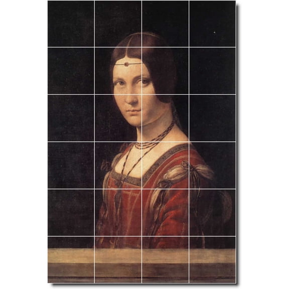 Ceramic Tile Mural-Leonardo Da Vinci Women Painting 217. 48" w x 72" h using (24) 12 x 12 ceramic tiles