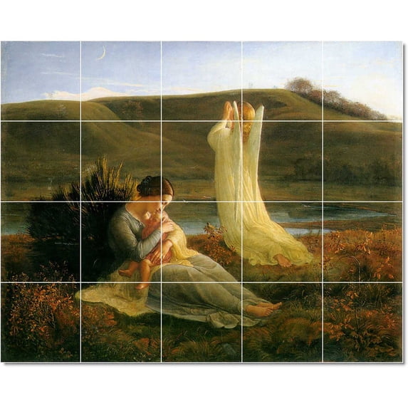 Ceramic Tile Mural-Louis Janmot Angels Tile Mural Contemporary House Construction. 60" w x 48" h using (20) 12 x 12 ceramic tiles