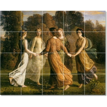 Ceramic Tile Mural-Louis Janmot Angels Tile Mural Modern Interior Construction. 21.25" w x 17" h using (20) 4.25 x 4.25 ceramic tiles