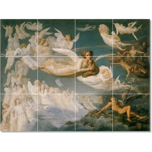 Ceramic Tile Mural-Louis Janmot Women Painting 220. 17" w x 12.75" h using (12) 4.25 x 4.25 ceramic tiles