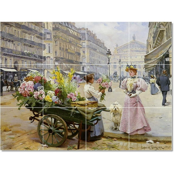 Ceramic Tile Mural-Louis Marie Schryver Women Painting 222. 17" w x 12.75" h using (12) 4.25 x 4.25 ceramic tiles