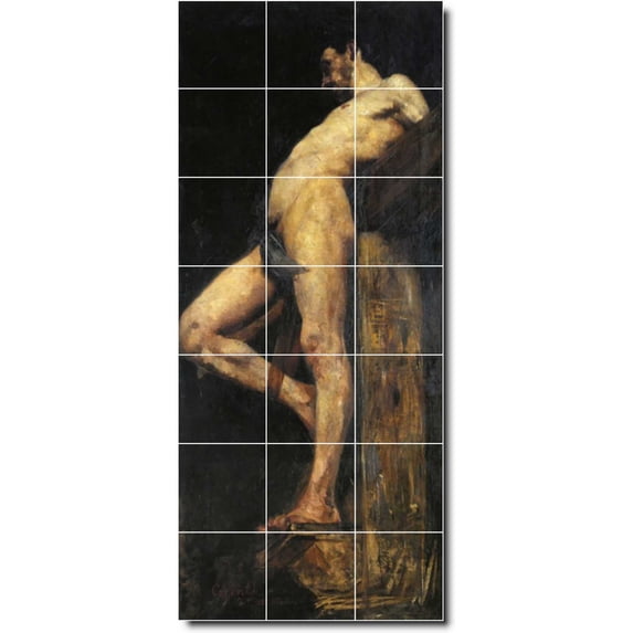 Ceramic Tile Mural-Lovis Corinth Religious Shower Tile Mural 17. 12.75" w x 29.75" h using (21) 4.25 x 4.25 ceramic tiles