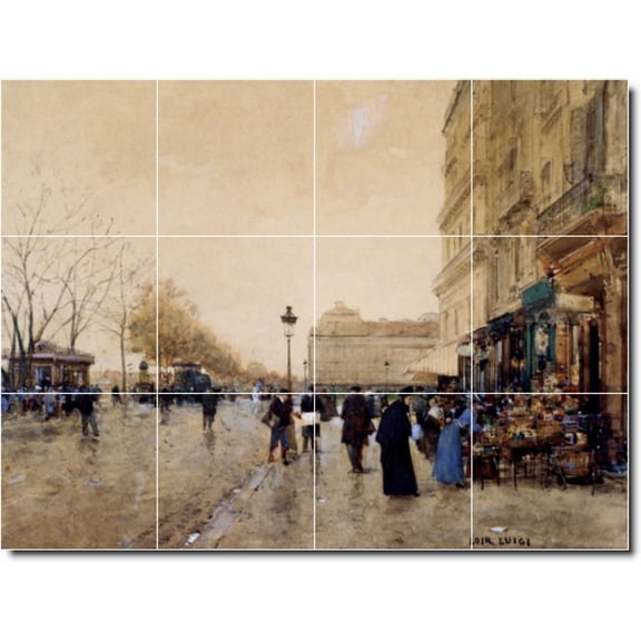 Ceramic Tile Mural-Luigi Loir City Floor Tile Mural 1. 24" w x 18" h using (12) 6 x 6 ceramic tiles