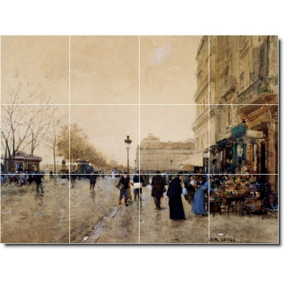 Ceramic Tile Mural-Luigi Loir City Floor Tile Mural 1. 48" w x 36" h using (12) 12 x 12 ceramic tiles