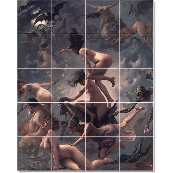 Ceramic Tile Mural-Luis Riccardo Falero Mythology Tile Mural Modern Art. 48" w x 60" h using (20) 12 x 12 ceramic tiles