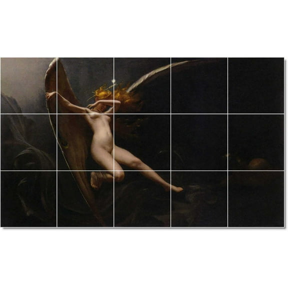 Ceramic Tile Mural-Luis Riccardo Falero Mythology Tile Mural Modern Construction. 21.25" w x 12.75" h using (15) 4.25 x 4.25 ceramic tiles