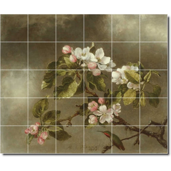 Ceramic Tile Mural-Martin Heade Birds Painting 47. 48" w x 40" h using (30) 8 x 8 ceramic tiles