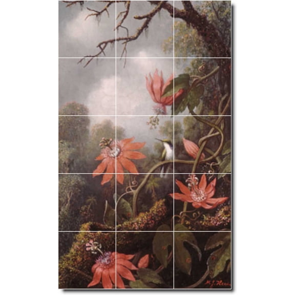 Ceramic Tile Mural-Martin Heade Birds Painting 48. 24" w x 40" h using (15) 8 x 8 ceramic tiles