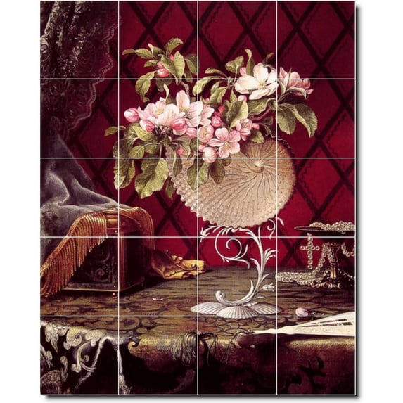 Ceramic Tile Mural-Martin Heade Flowers Custom Tile Mural 16. 24" w x 30" h using (20) 6 x 6 ceramic tiles