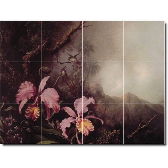 Ceramic Tile Mural-Martin Heade Flowers Wall Tile Mural 17. 24" w x 18" h using (12) 6 x 6 ceramic tiles