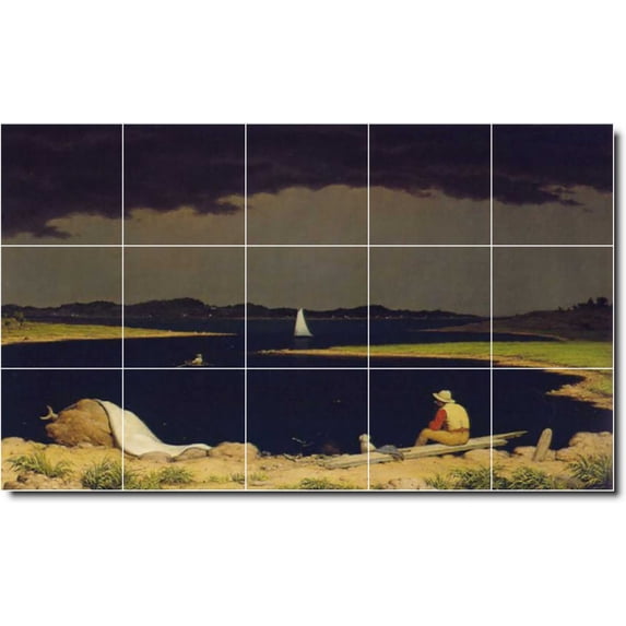 Ceramic Tile Mural-Martin Heade Waterfront Painting 308. 40" w x 24" h using (15) 8 x 8 ceramic tiles