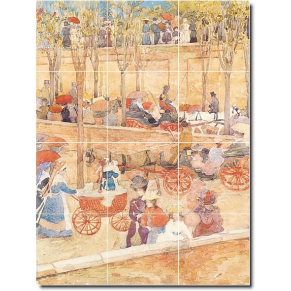 Ceramic Tile Mural-Maurice Prendergast City Custom Tile Mural 10. 24" w x 32" h using (12) 8 x 8 ceramic tiles