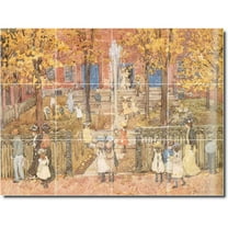 Ceramic Tile Mural-Maurice Prendergast City Shower Tile Mural 17. 17" w x 12.75" h using (12) 4.25 x 4.25 ceramic tiles