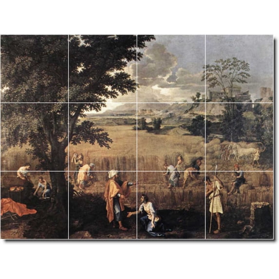 Ceramic Tile Mural-Nicholas Poussin Country Painting 277. 32" w x 24" h using (12) 8 x 8 ceramic tiles