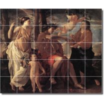 Ceramic Tile Mural-Nicholas Poussin Historical Floor Tile Mural 23. 25.5" w x 21.25" h using (30) 4.25 x 4.25 ceramic tiles