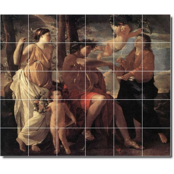 Ceramic Tile Mural-Nicholas Poussin Historical Floor Tile Mural 23. 36" w x 30" h using (30) 6 x 6 ceramic tiles