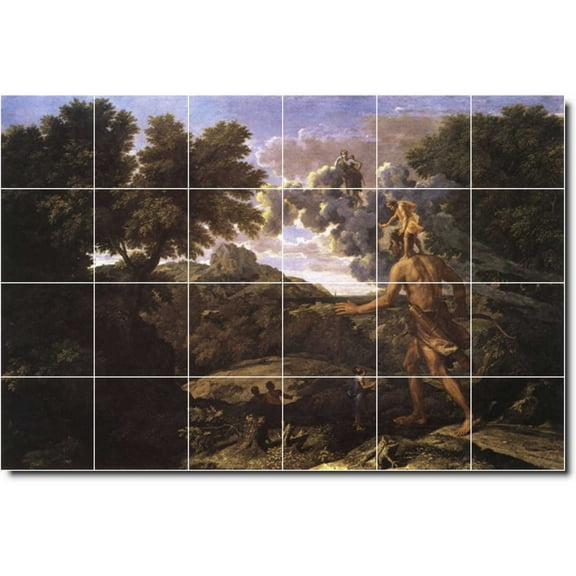 Ceramic Tile Mural-Nicholas Poussin Landscapes Painting 383. 25.5" w x 17" h using (24) 4.25 x 4.25 ceramic tiles